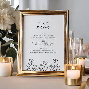 Affiche Panneau de menu de la barre de Mariage noire simpl