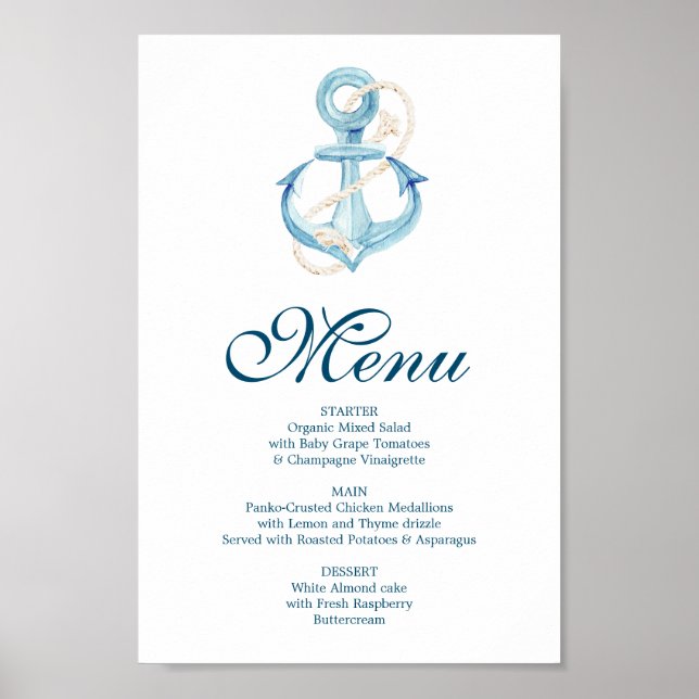 Affiche Panneau de menu de la marine ou du bar (Devant)