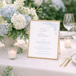 Affiche Panneau de menu de mariage aux hortensias bleus fr