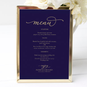 Affiche Panneau de menu de mariage bleu marine écriture do