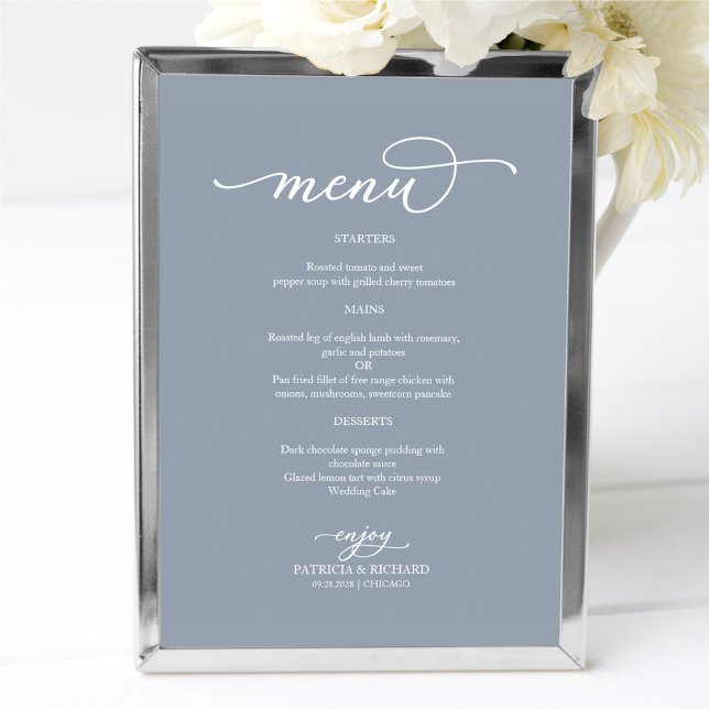 Affiche Panneau de menu de mariage chic écriture poussiére (Créateur téléchargé)