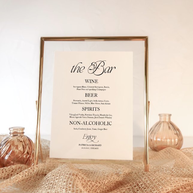 Affiche Panneau de menu de mariage minimaliste moderne "Le (Créateur téléchargé)