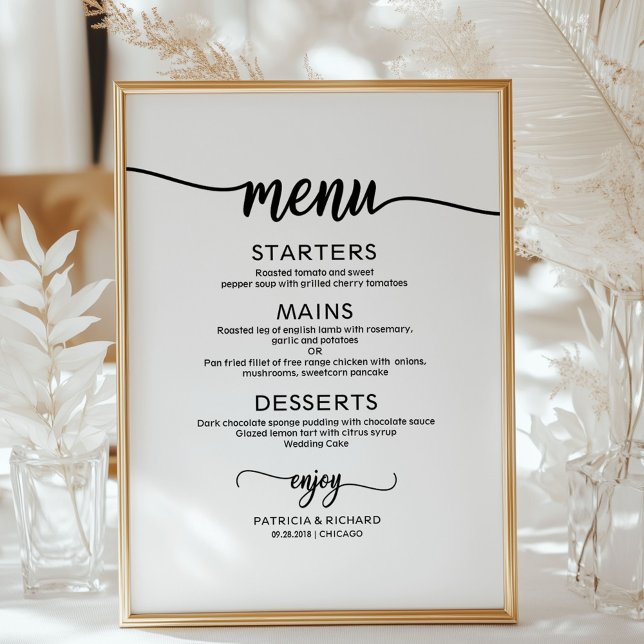 Affiche Panneau de menu de mariage rustique chic calligrap (Créateur téléchargé)
