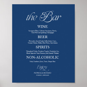 Affiche Panneau de menu de mariage "The Bar" minimaliste m