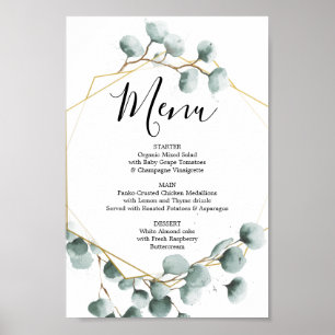 Affiche Panneau de menu de verdure d'eucalyptus ou de menu