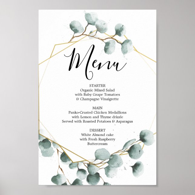 Affiche Panneau de menu de verdure d'eucalyptus ou de menu (Devant)