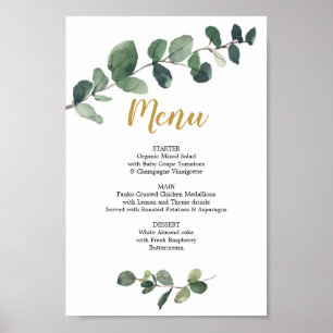 Affiche Panneau de menu de verdure d'eucalyptus ou de menu