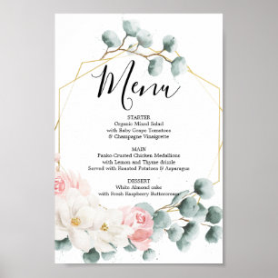 Affiche Panneau de menu de verdure florale ou bar