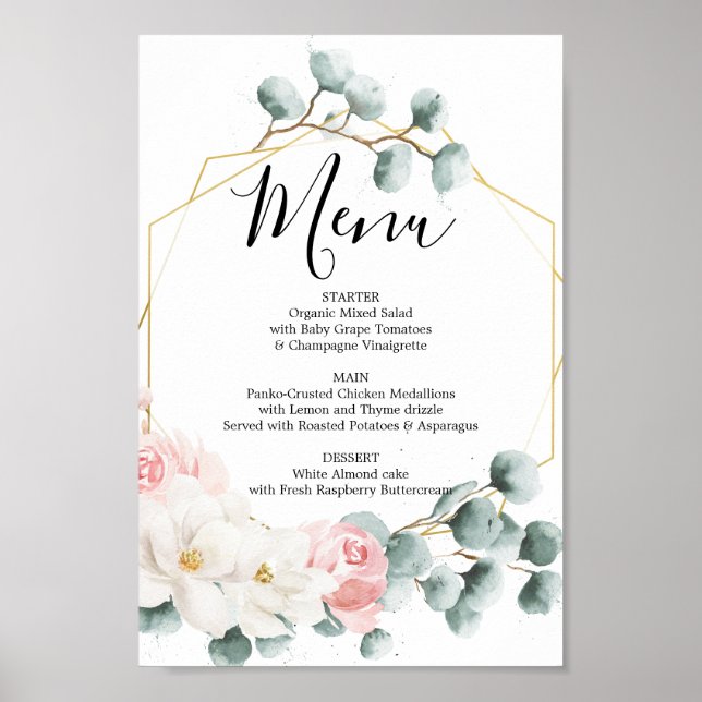 Affiche Panneau de menu de verdure florale ou bar (Devant)