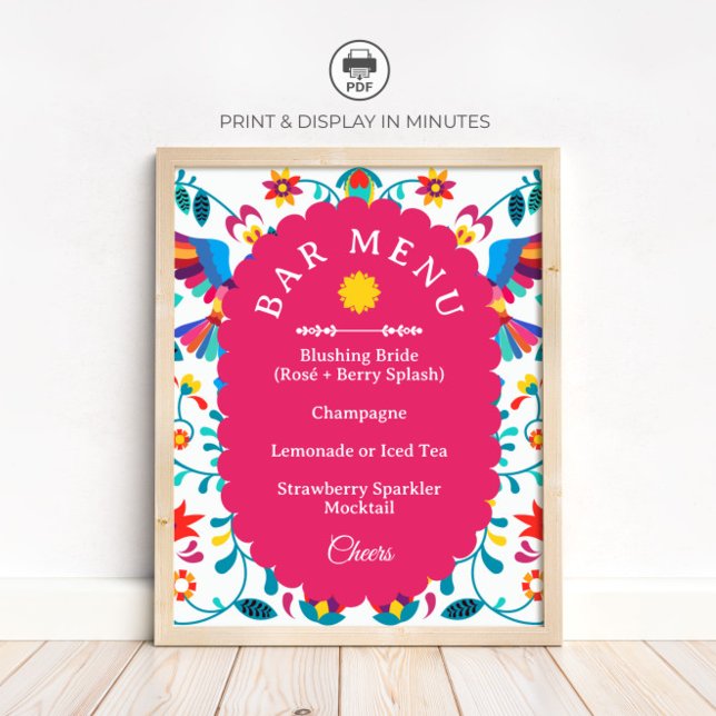 Affiche Panneau de menu du bar à cocktails Fiesta pour la  (Créateur téléchargé)