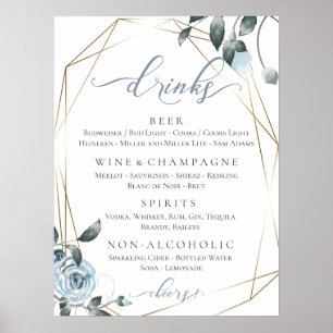 Affiche Panneau de menu du bar complet de mariage