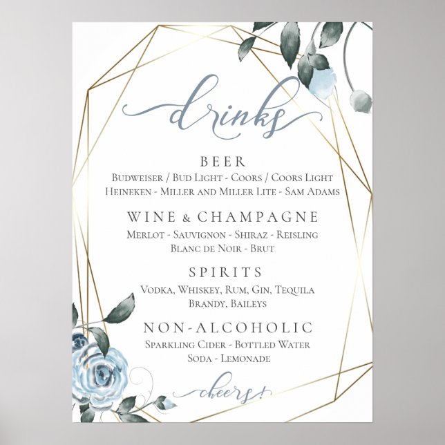 Affiche Panneau de menu du bar complet de mariage (Devant)