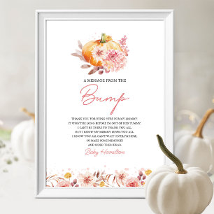 Affiche Panneau de message de Baby Shower d'automne de la