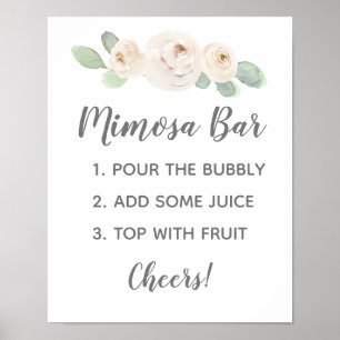 Affiche Panneau de mimosa de douche de mariée botanique fl