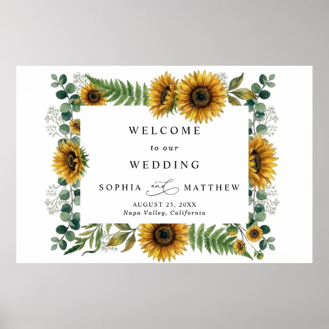Affiche Panneau de mousse pour mariage au tournesol rustiq (Devant)