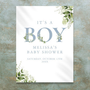 Affiche Panneau de Naissance Garçon Vert Bleu