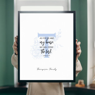 Affiche Panneau de nom de famille floral verset biblique J