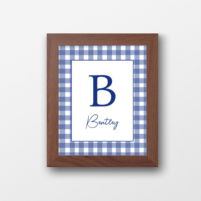 Affiche Panneau de nom de la nurserie bébé à carreaux Ging (Créateur téléchargé)
