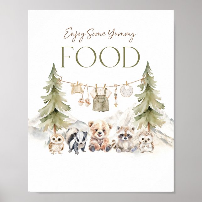 Affiche Panneau de nourriture Aventure en forêt Garçon Bab (Devant)