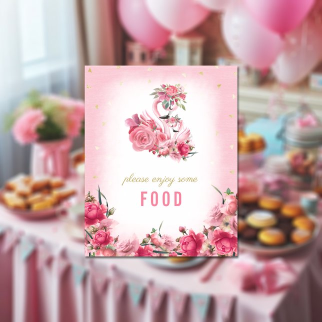 Affiche Panneau de nourriture Baby Shower Rose Flamingo Ba (Créateur téléchargé)