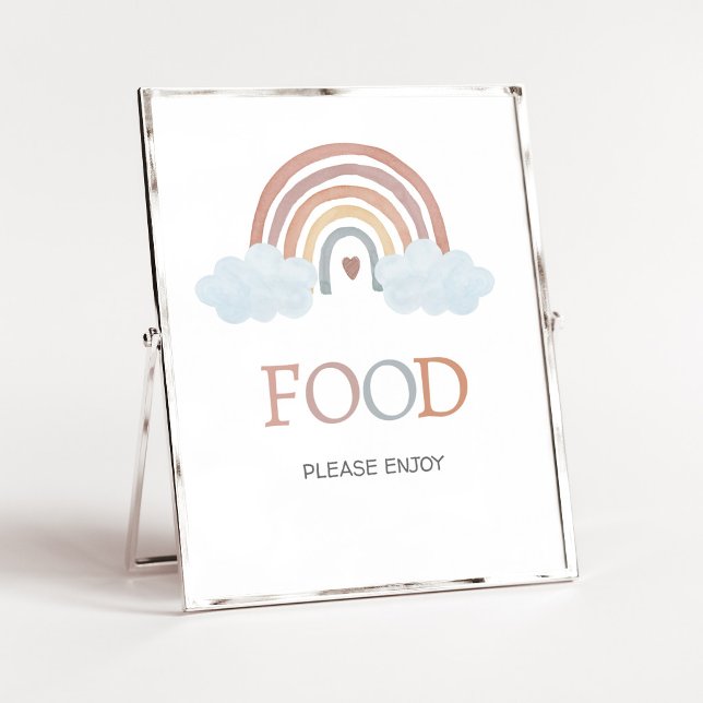 Affiche Panneau de nourriture Bohème Petit Rayon de Soleil (Rainbow Baby Shower Food Sign)