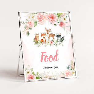 Affiche Panneau de nourriture de douche florale rose fores