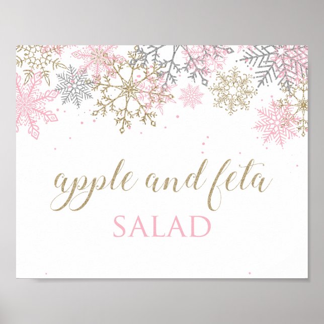 Affiche Panneau de nourriture flocon de neige rose Winter  (Devant)