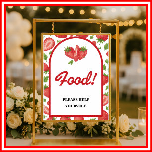 Affiche Panneau de nourriture Fraise Baie Sucré Baby Showe