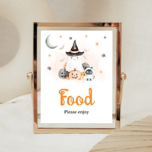 Affiche Panneau de nourriture Halloween Little Boo Orange