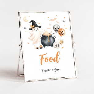 Affiche Panneau de nourriture Little Boo fantôme orange