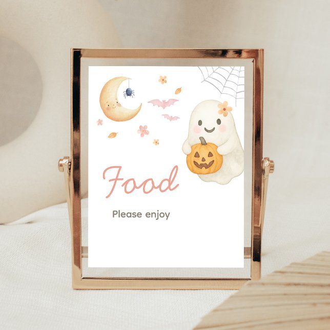 Affiche Panneau de nourriture pour Baby Shower Bébé Chouet (Girl Halloween Baby Shower Food Sign)