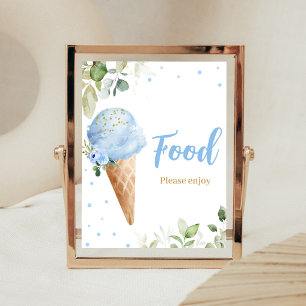 Affiche Panneau de nourriture pour Baby Shower Glace Bleue