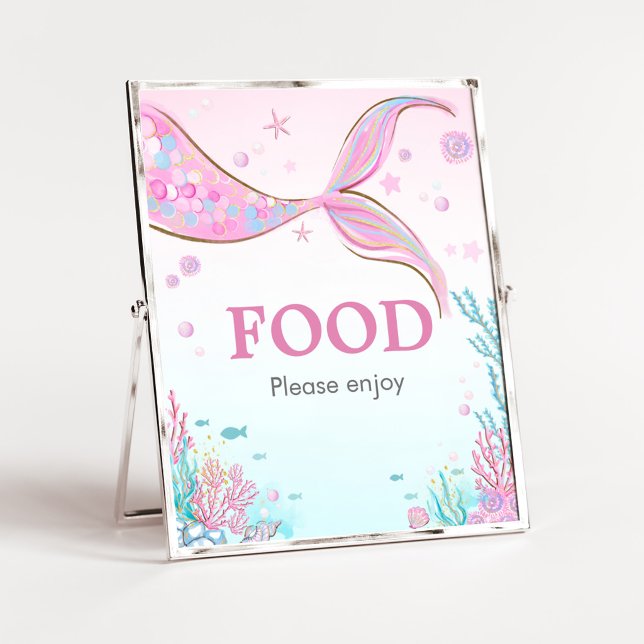Affiche Panneau de nourriture pour Baby Shower Sirène (Under the Sea Baby Shower Food Sign)