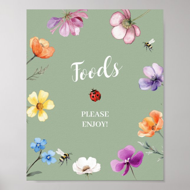Affiche Panneau de nourriture pour fête de baby shower Wil (Devant)
