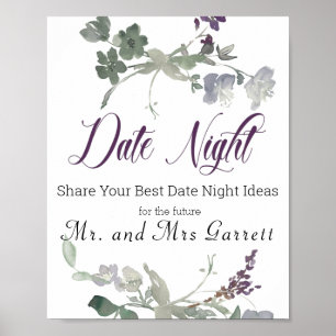 Affiche Panneau de nuit de la couleur d'eau Fleur sauvage 