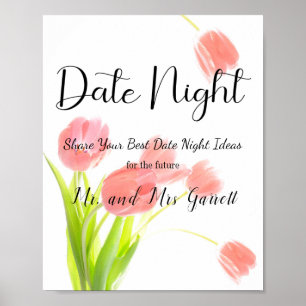 Affiche Panneau de nuit de rendez-vous de couple de tulipe