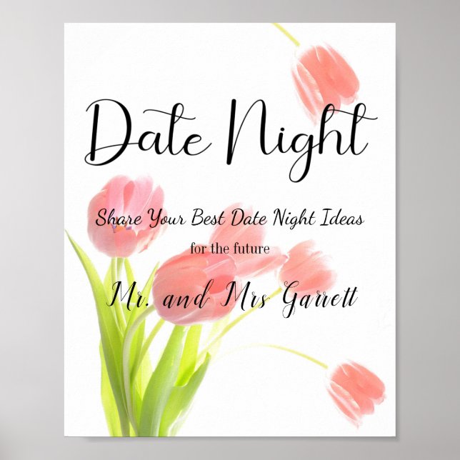 Affiche Panneau de nuit de rendez-vous de couple de tulipe (Devant)