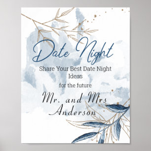 Affiche Panneau de nuit de rendez-vous élégant floral mode