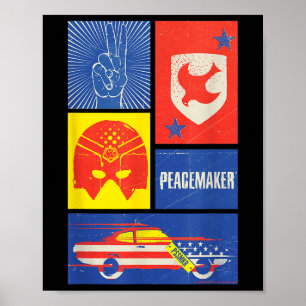 Affiche Panneau de pacificateur, bouclier, casque et voitu