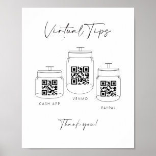 Affiche Panneau de paiement Triple Tip Jar Scan QR Code Ca