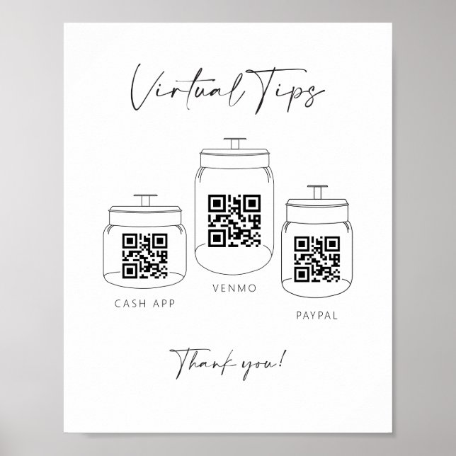 Affiche Panneau de paiement Triple Tip Jar Scan QR Code Ca (Devant)