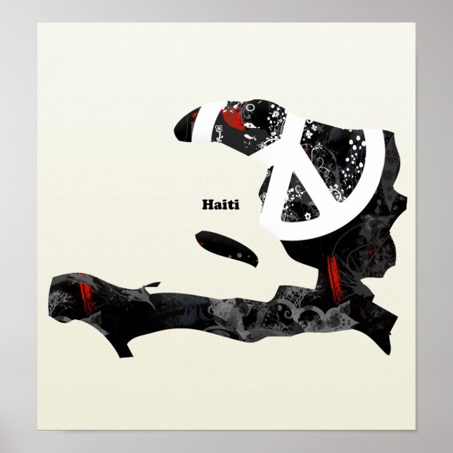 Affiche Panneau de Paix branchée d'Haïti avec carte haïtie (Devant)