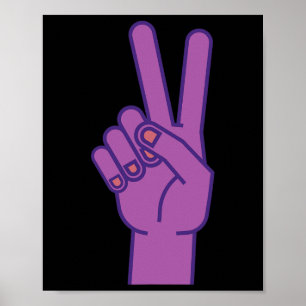 Affiche Panneau de paix main pourpre pour l'amour