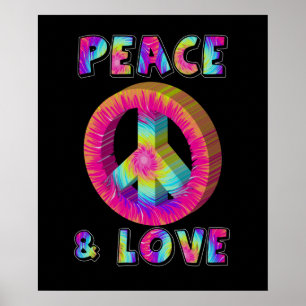 Affiche Panneau de paix Paix et Amour avec Tie Dye