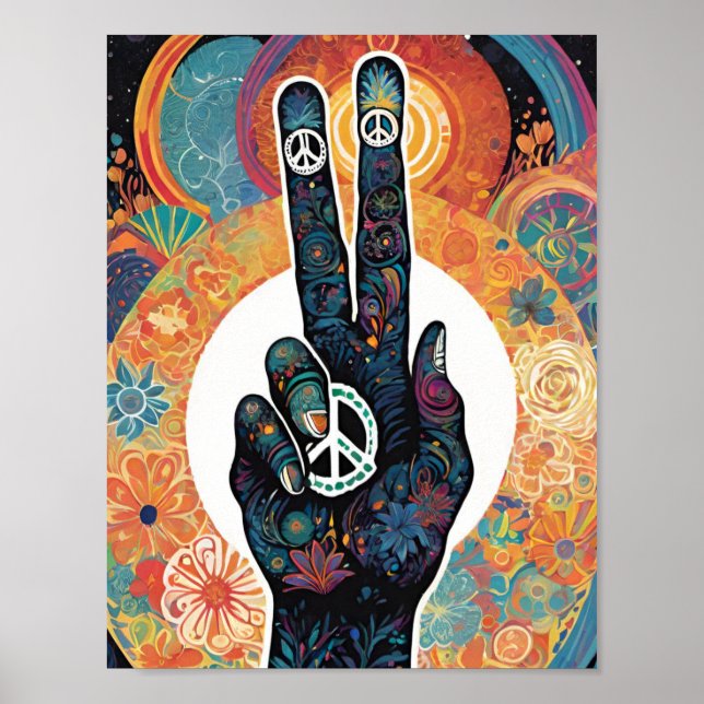 Affiche Panneau de Paix Parmi Les Fleurs : Good Vibes Seul (Devant)