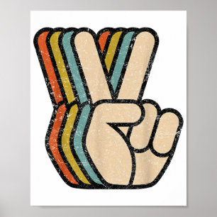 Affiche Panneau de Paix Rétro V Doigts Vintage 60s les ann