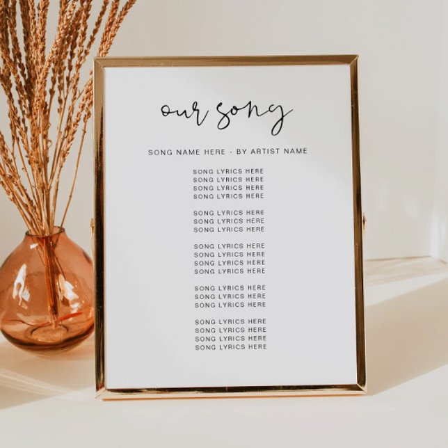 Affiche Panneau de paroles de chanson de mariage, minimali (Créateur téléchargé)