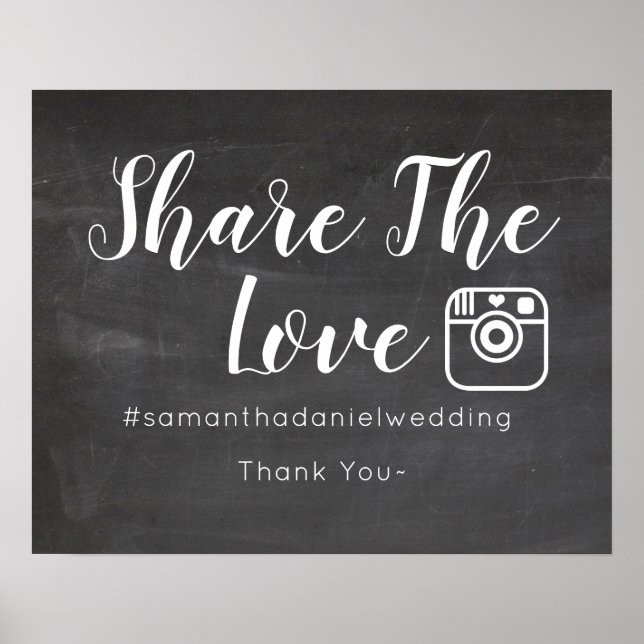 Affiche Panneau de partage Instagram Mariage Chalkboard (Devant)