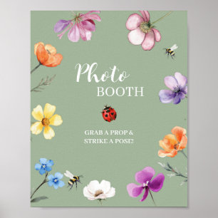 Affiche Panneau de Photobooth de Fête de Fleur Sauvage Lov