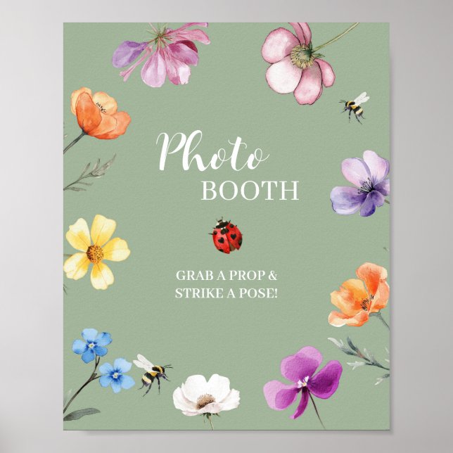 Affiche Panneau de Photobooth de Fête de Fleur Sauvage Lov (Devant)